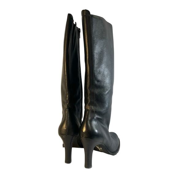 WHITE MOUNTAIN Black Leather Dressy knee High Boots with Pointy Heels SZ 9.5 - Picture 5 of 15